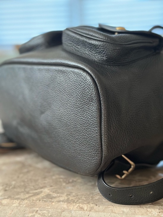 Coach Black Pebbled Leather Backpack with Gold-Tone Hardware
